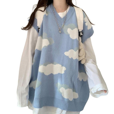 Cloud Pattern Women's Sweater: Sleeved or Sleeveless, size to fit or go big and baggy from NSE Imports #2.